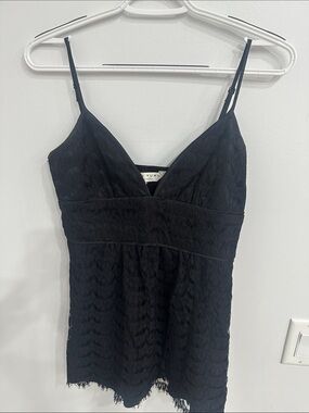 Trina Turk Black Lace Babydoll Camisole Top